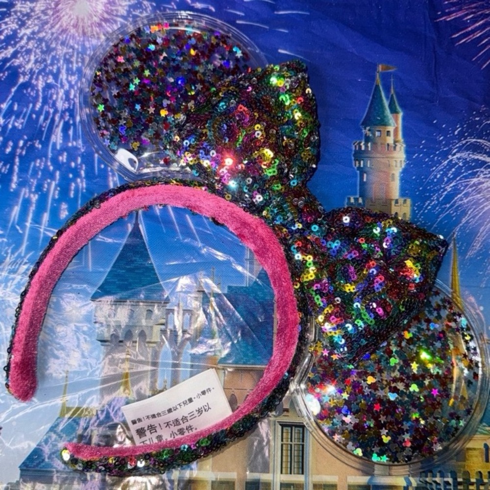 Disney parks rainbow Mickey confetti shaker snow globe Minnie Mouse ears